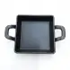 #YY085-1; Cast iron pan 12.5x12.5cm with wood tray