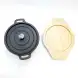 #YY14R-L; Cast iron round casserole 14cm with wood tray
