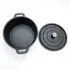 #YY14R-L; Cast iron round casserole 14cm with wood tray
