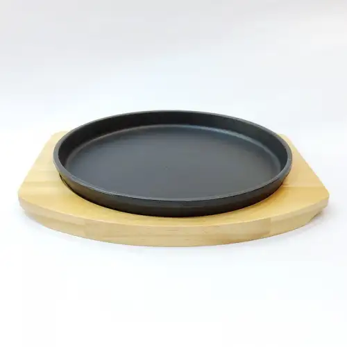#YY2001; Cast iron pan 22cm round + wood