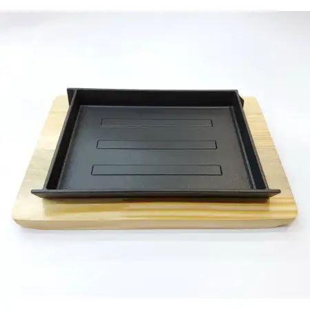 #YY2016; Cast iron pan 22x16cm + wood..