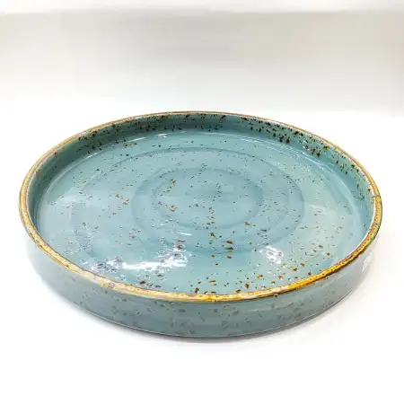 Ceramic 12 inches Deep Plate - Rustic Speckle Blue