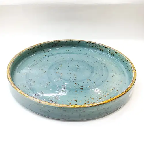 Ceramic Deep Plate 12 Inches Rustic Speckle Blue