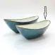Ceramic Boat Shape Bowl 6.75 Inches - Rustic Speckle Blue