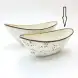 Ceramic Boat Shape Bowl 6.75 Inches - Rustic Speckle White