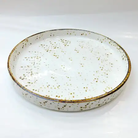 Ceramic Deep Plate 10.25 inches - Rustic Speckle White
