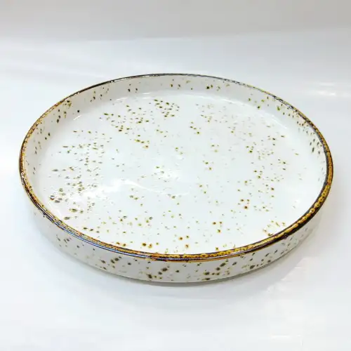 Ceramic Deep Plate 10.25 Inches Rustic Speckle White