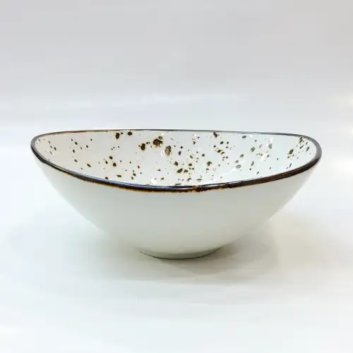 Ceramic Deep Plate 6.25 Inches - Rustic Speckle White Ceramic Deep Plate 6.25 Inches - Rustic Speckle White