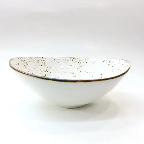 Ceramic Deep Plate 7.5 Inches - Rustic Speckle White