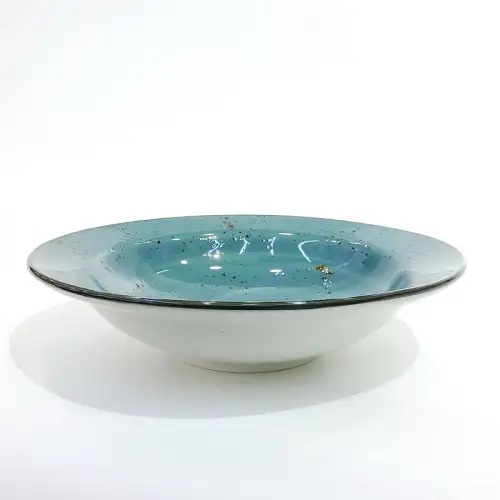 Ceramic Deep Plate 9 Inches - Rustic Speckle Blue Ceramic Deep Plate 9 Inches - Rustic Speckle Blue