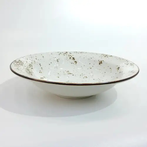 Ceramic Deep Plate 9 Inches - Rustic Speckle White Ceramic Deep Plate 9 Inches - Rustic Speckle White