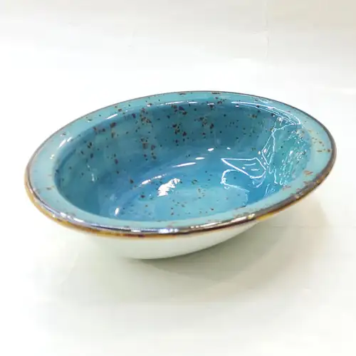 Ceramic Oval Bowl 17cm - Rustic Speckle Blue