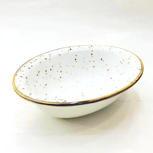 Ceramic Oval Bowl 17cm - Rustic Speckle White Ceramic Oval Bowl 17cm - Rustic Speckle White
