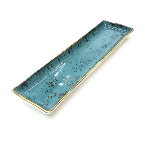 Ceramic Rectangular Plate 14 Inches - Rustic Speckle Blue Ceramic Rectangular Plate 14 Inches - Rustic Speckle Blue