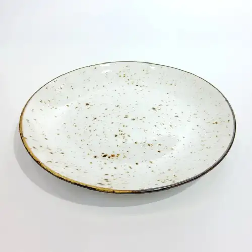Ceramic Round Plate 10.5 Inches - Rustic Speckle White Ceramic Round Plate 10.5 Inches - Rustic Speckle White