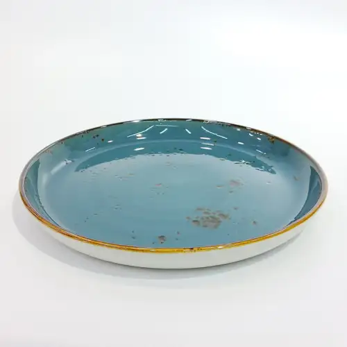 Ceramic Round Plate 10.75 Inches - Rustic Speckle Blue