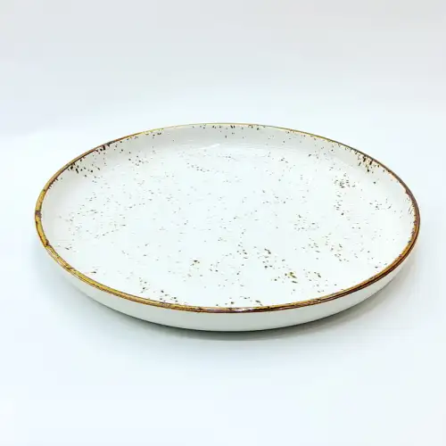 Ceramic Round Plate 10.75 Inches - Rustic Speckle White Ceramic Round Plate 10.75 Inches - Rustic Speckle White