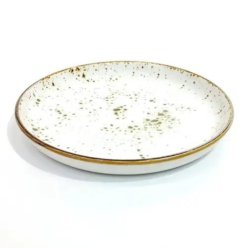 Ceramic Round Plate 8 Inches - Rustic Speckle White Ceramic Round Plate 8 Inches - Rustic Speckle White