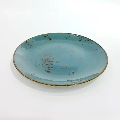 Ceramic Round Plate 8.25 Inches - Rustic Speckle Blue