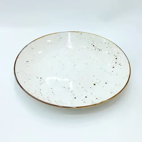 Ceramic Round Plate 8.25 Inches - Rustic Speckle White Ceramic Round Plate 8.25 Inches - Rustic Speckle White