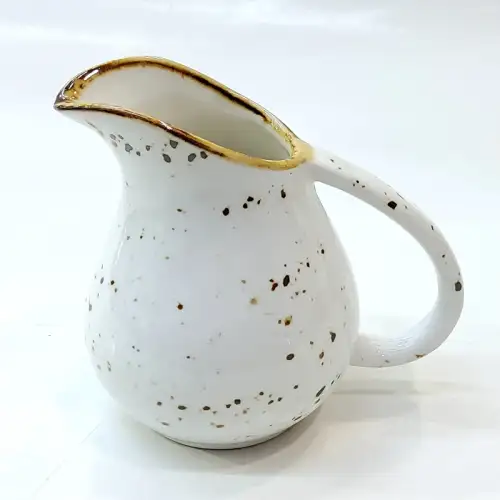 Ceramic Sauce Pot 120ml - Rustic Speckle White