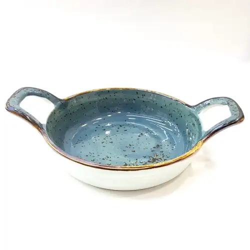 Ceramic Serving Plate 8.75 Inches - Rustic Speckle Blue
