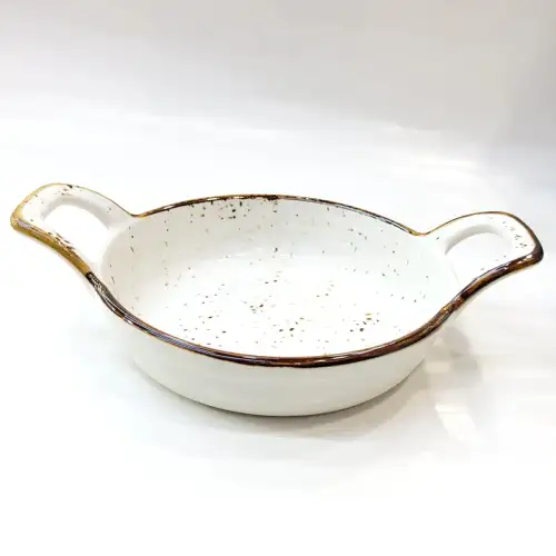 Ceramic Serving Plate 8.75 Inches - Rustic Speckle White