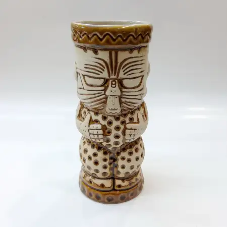 Ceramic Tiki Cocktail Mug 300ml - Beige Dotted Totem