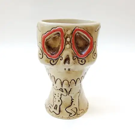 Ceramic Tiki Cocktail Mug 325ml - Red Eye Sugar Skull