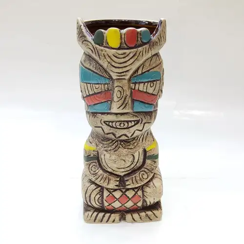 Ceramic Tiki Cocktail Mug 335ml - Weathered Jeweled War Paint Tiki Ceramic Tiki Cocktail Mug 335ml - Weathered Jeweled War Paint Tiki