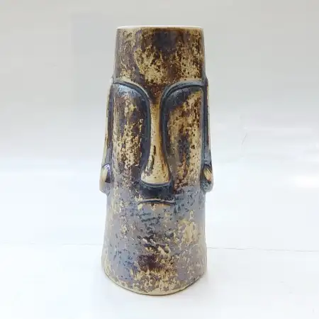Ceramic Tiki Cocktail Mug 365ml - Mottled Brown Moai Monolith