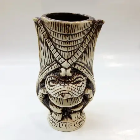 Ceramic Tiki Cocktail Mug 375ml - Cream & Brown Folded Bat Wing