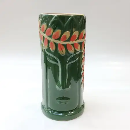 Ceramic Tiki Cocktail Mug 425ml - Green Leaf Wreath