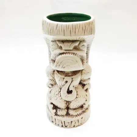 Ceramic Tiki Cocktail Mug 500ml - Ivory Hawaiian Fish Hook Tiki