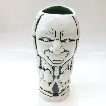 Ceramic Tiki Cocktail Mug 500ml - White Suited Executive with Green Interior