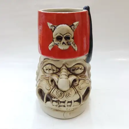Ceramic Tiki Cocktail Mug 985ml - Pirate Skull Fez Tiki