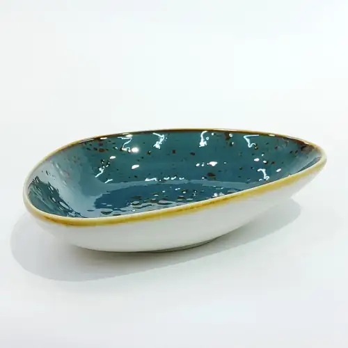 Ceramic Triangle Plate 6 Inches Rustic Speckle Blue Ceramic Triangle Plate 6 Inches Rustic Speckle Blue