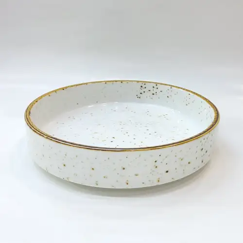 #KK9063-WT; Ceramic 8" round deep plate #WT