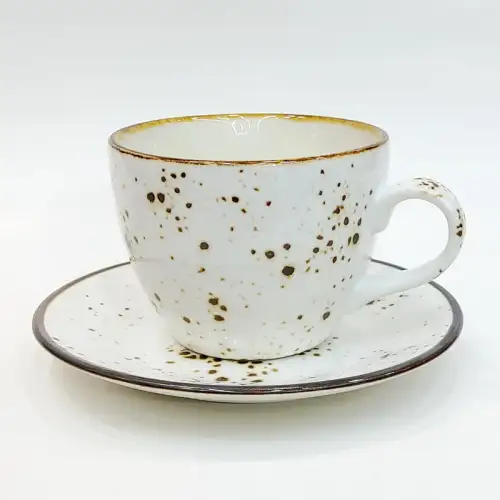 #KKE250-WT; Ceramic coffee cup with saucer 245ml
